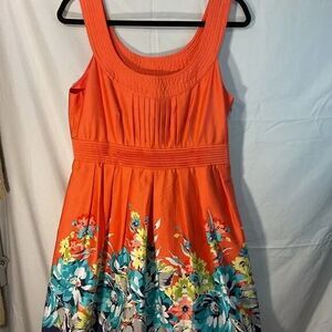 Spense Vibrant Orange Floral Dress Sz 10 NWOT